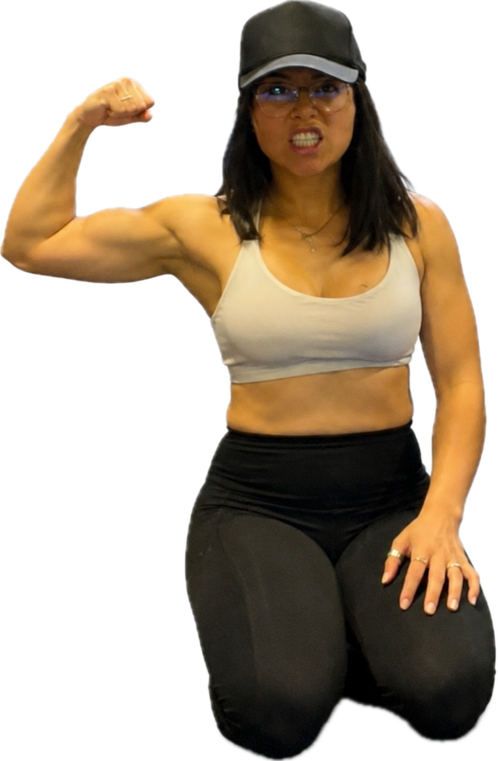 Coach Amanda flexing — your transformation coach